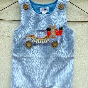 NWT 3-6 month Seersucker Easter Jon Jon. Appliqué Hoppy Easter.